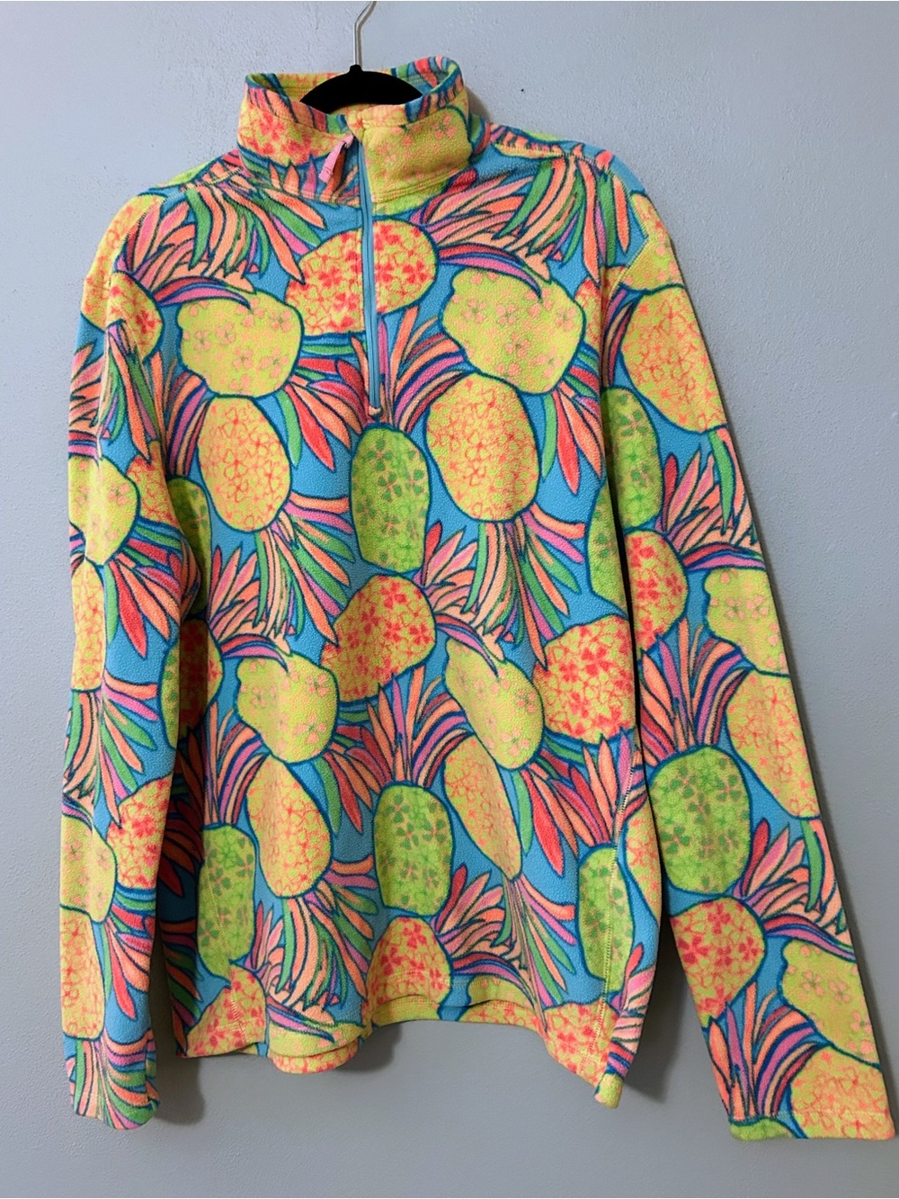 Men’s chubbies Fruit Preppy Neon 1/4 Zip Fleece Pullover Size Large